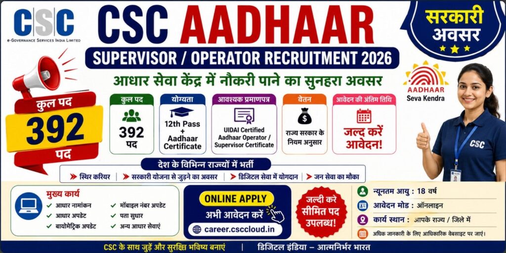 Csc Adhar Jobs 2026