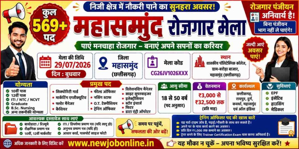 Mahasamund Rojgar Mela 2026| newjobonline.in