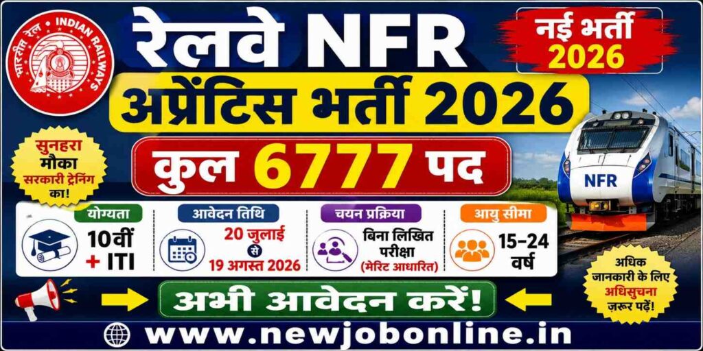 Railway NFR Apprentice Recruitment 2026 : Apply online