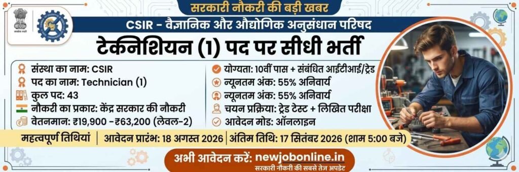 CSIR Technician Recruitment 2026