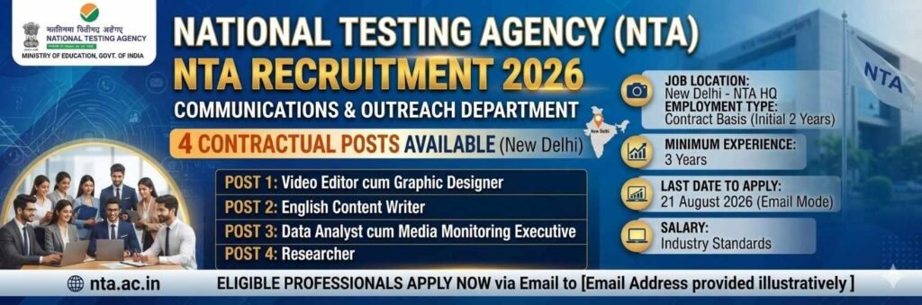 NTA Recruitment 2026
National Testing Agency (NTA)