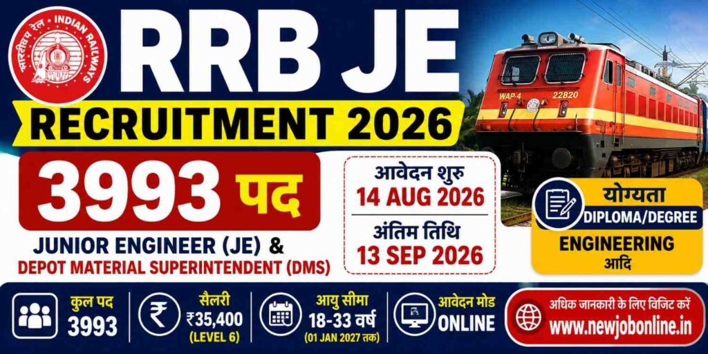 RRB JE Recruitment 2026| 3993 Posts| Apply Online