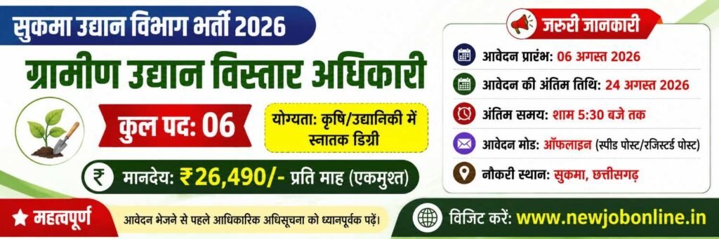 Sukma Horticulture Recruitment 2026