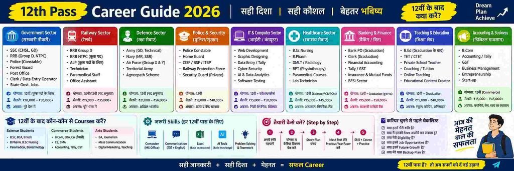 12 वी पास कौन कौन से क्षेत्र में नौकरी है और उनकी तैयारी कैसे करें