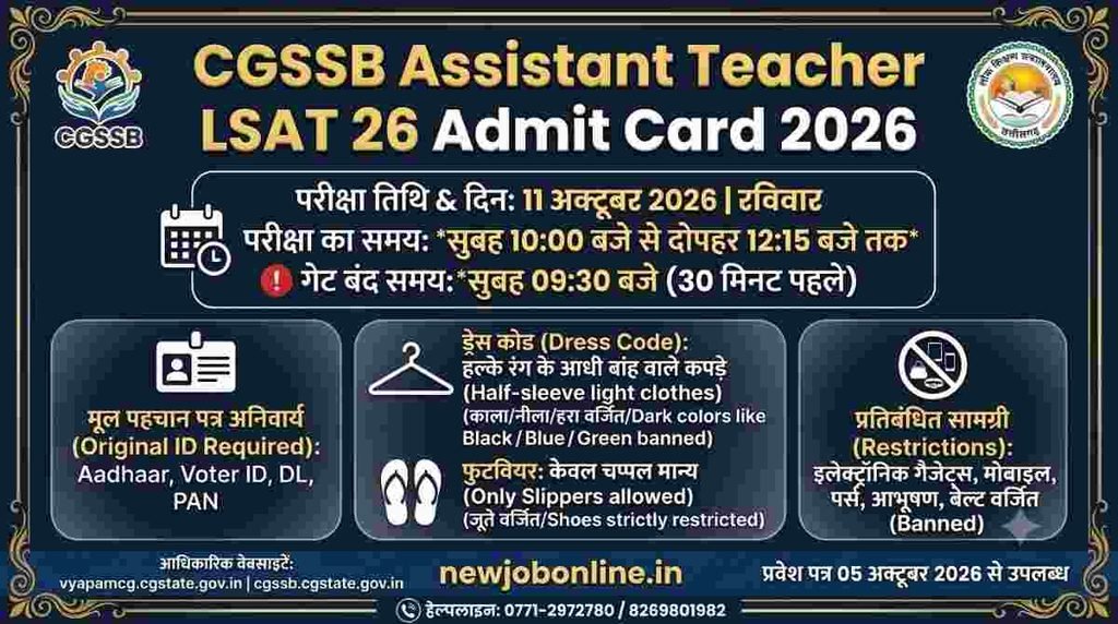 CG Assistant Teacher Recruitment 2026 Admit Card out | check